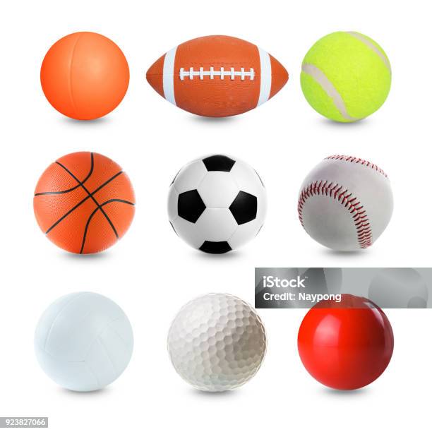 Satz Von Sportbälle Auf Weißem Hintergrund Stockfoto und mehr Bilder von Spielball - Spielball, Sport, Variation