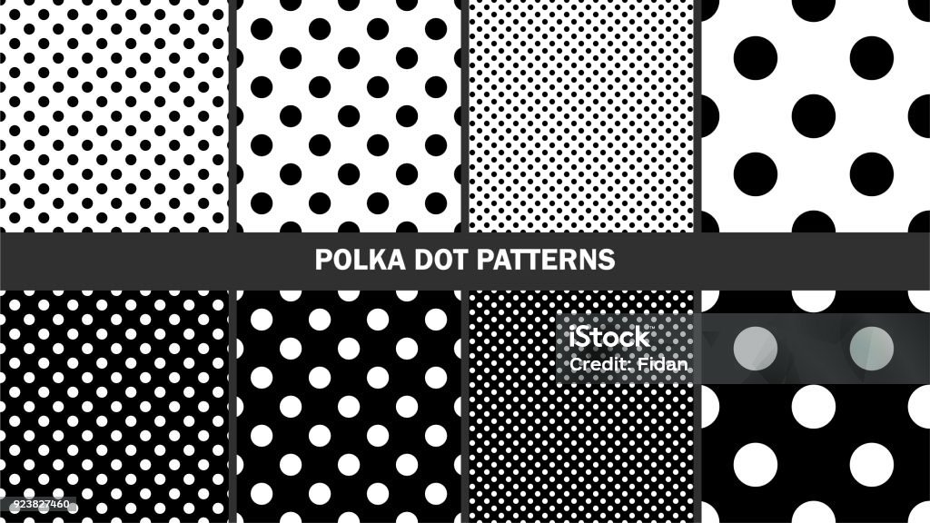 Set of polka dots patterns/ Graphic stylish seamless vector backgrounds/ Classic patterns Polka Dot stock vector