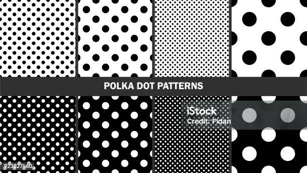 Set Of Polka Dots Patterns Graphic Stylish Seamless Vector Backgrounds Classic Patterns Stock Illustration - Download Image Now