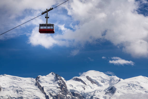 istock Cable car on the background of Mont Blanc. Chamonix. Alps. 923831526