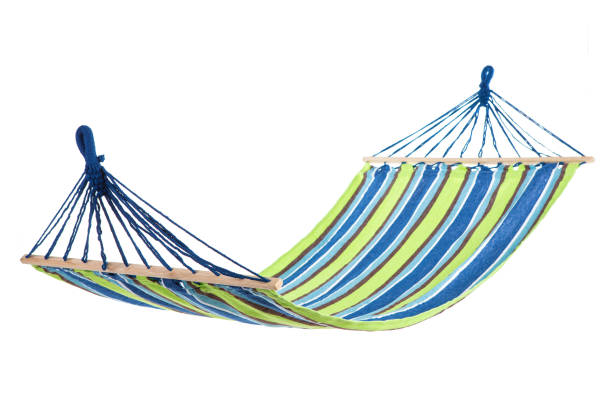 istock a multi-colored hammock made from natural fabric hanging on ropes, white background 923831770