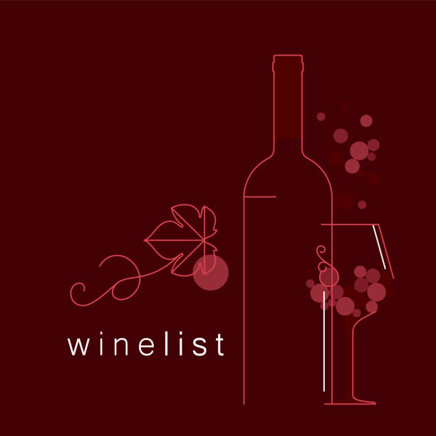 ilustrações de stock, clip art, desenhos animados e ícones de wine. a bottle, a glass, grapes with a leaf. linear vector illustration for menu, tasting, wine list. - wine cellar wine bottle grape