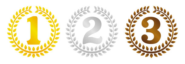 wreath frame ranking illustration set . from 1st place to 3rd place(gold/silver/bronze) .