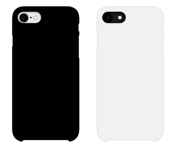 ilustrações de stock, clip art, desenhos animados e ícones de smartphone case mockup template illustration (white/black) - back