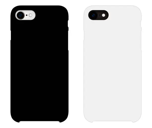 Vector illustration of Smartphone case mockup template illustration (white/black)