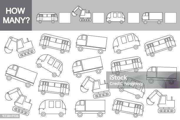 Game For Children How Many Transports Learning Numbers Mathematics Stock Illustration - Download Image Now