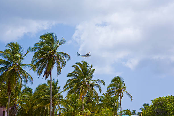 Simpson Bay, Sint Maarten April 8, 2017: Famous Maho beach near Princess Juliana International airport