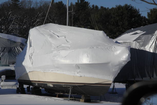 istock Boat with Snow and Shrink Wrap 923855488