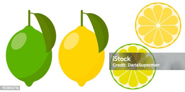 Icon Lemon And Lime Vector Stock Illustration - Download Image Now - Lemon - Fruit, Green Color, Lime