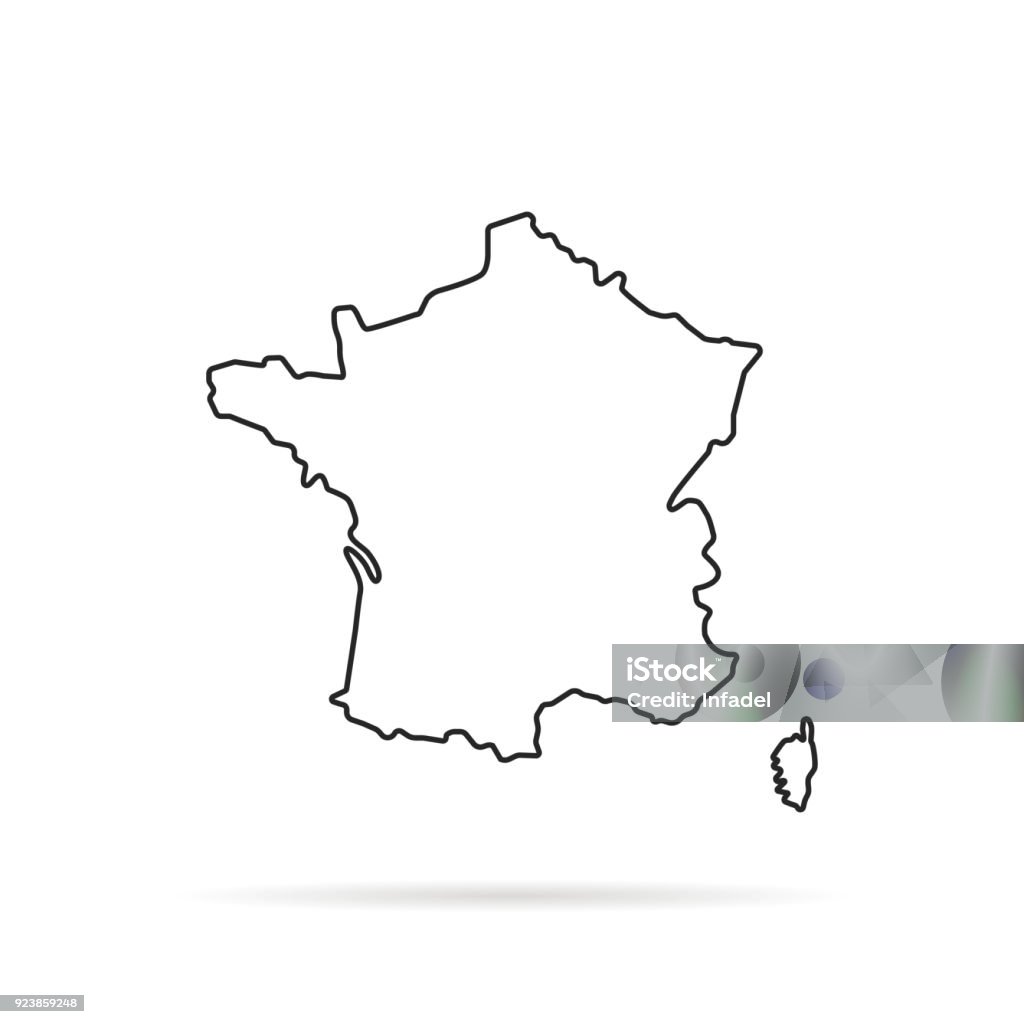 黒のアウトラインがフランスの描かれた地図を手します。 - フランスのロイヤリティフリーベクトルアート