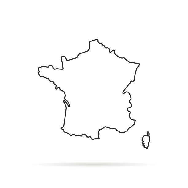 검은 윤곽선 손으로 그려진된 지도 프랑스의 - france stock illustrations