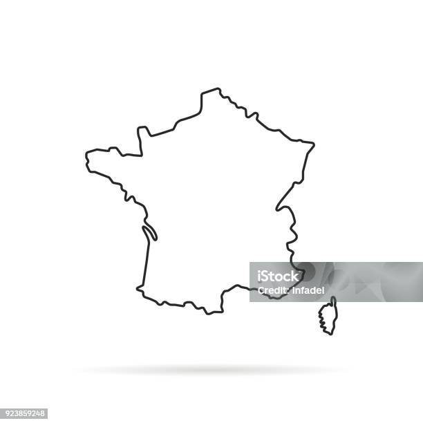 Black Outline Hand Drawn Map Of France Stock Illustration - Download Image Now - France, Map, Outline