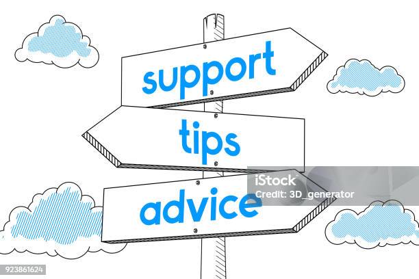 Study Support Sign Post Guide Tips Advice Support Signpost White Background Stock Illustration ...