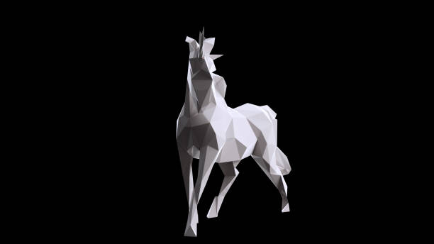 istock White Unicorn made out of triangles 923863220