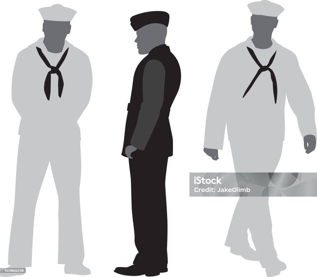 Sailor Silhouettes Vector silhouettes of three sailors in uniform. Navy stock vector