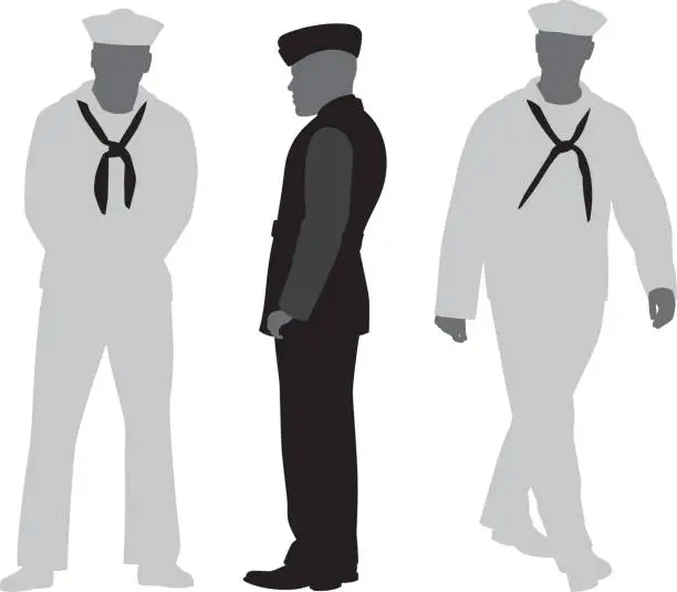 Vector illustration of Sailor Silhouettes