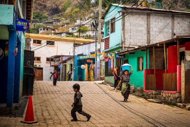 Streets of Santa Catarina in Guatemala. stock photo