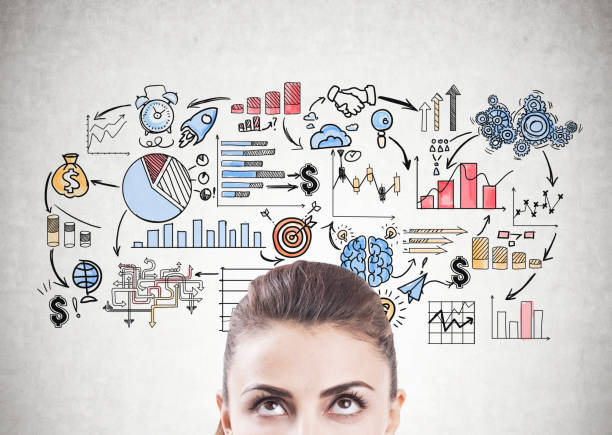 istock Pensive woman s head, business plan 923868816