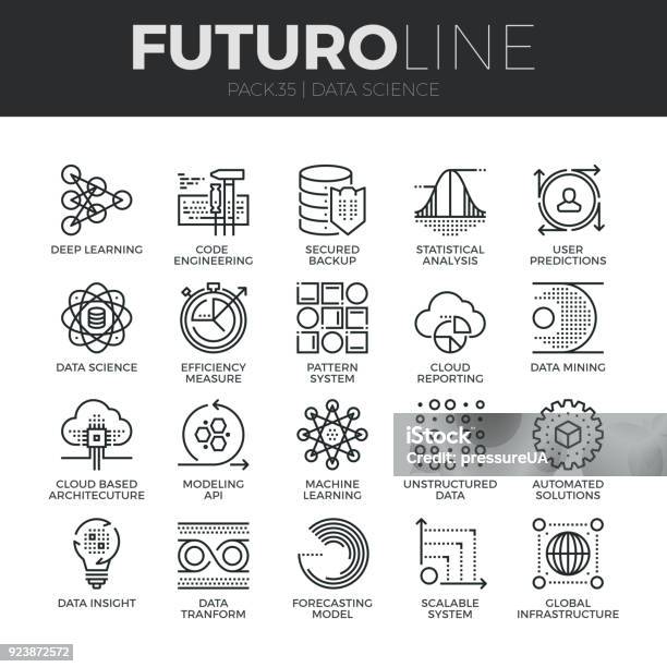 Data Science Futuro Line Icons Set Stock Illustration - Download Image Now - Icon Symbol, Data, Variation