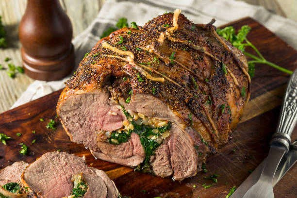 istock Roasted Stuffed Leg of Lamb 923873056