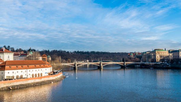 istock Transparent morning sky above the Vltava river 923873246