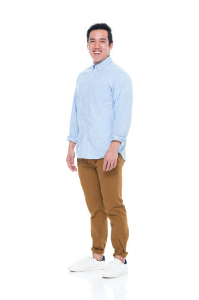 Portrait of a young man on a white background.