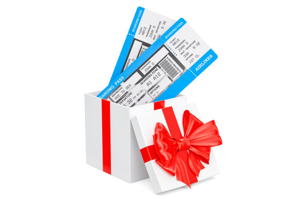 istock Air Tickets inside gift box. 3D rendering isolated on white background 923879854