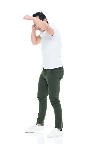 istock Casual clothes Korean man punching 923880004