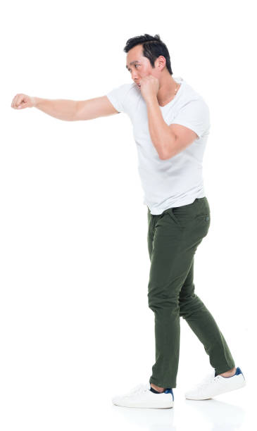 istock Casual clothes Korean man punching 923880012