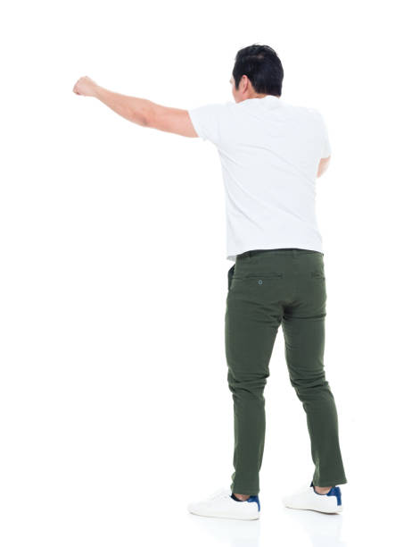 istock Casual clothes Korean man punching 923880028