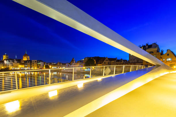 istock Catwalk over Motlawa river in Gdansk at night 923880986