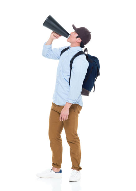 istock Happy Korean Male With Megaphone Yelling 923883274