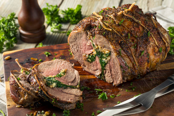 istock Roasted Stuffed Leg of Lamb 923884426