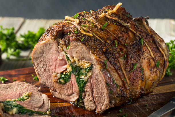 istock Roasted Stuffed Leg of Lamb 923884626