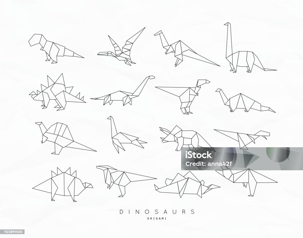Dinosaurus Origami Set Flat Stock Illustration - Download Image Now -  Dinosaur, Origami, Paleontology - iStock