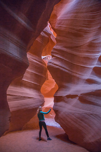 The colorful sandstone walls of Upper Antelope Canyon on the Navajo Tribal Land, Page Arizona