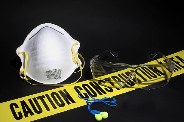 A set of protective equipment like mask and glasses  stock photo