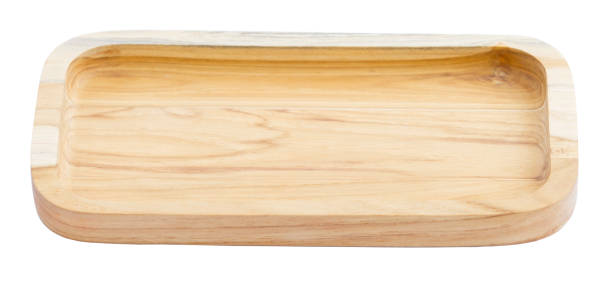 istock Wooden tray isolated on white background 923925654