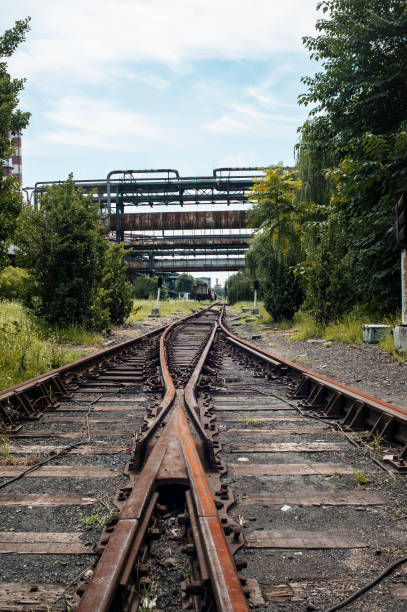 istock Rusted railway and abandoned steel works 923956582