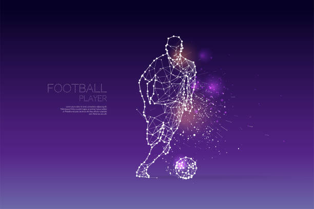 ilustrações, clipart, desenhos animados e ícones de as partículas e o ponto da linha do movimento do jogador de futebol - soccer sign ball speed