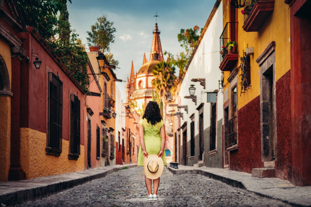 Girlfriends Traveling Mexico stock photo