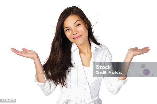 Confused Woman Stock Photo - Download Image Now - Arms Raised, Asking, White Background