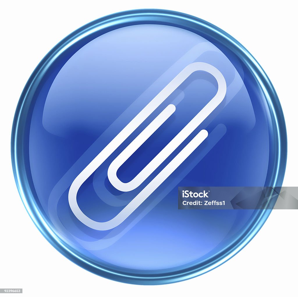Clipe de papel ícone azul, isolado no fundo branco - Ilustração de Azul royalty-free