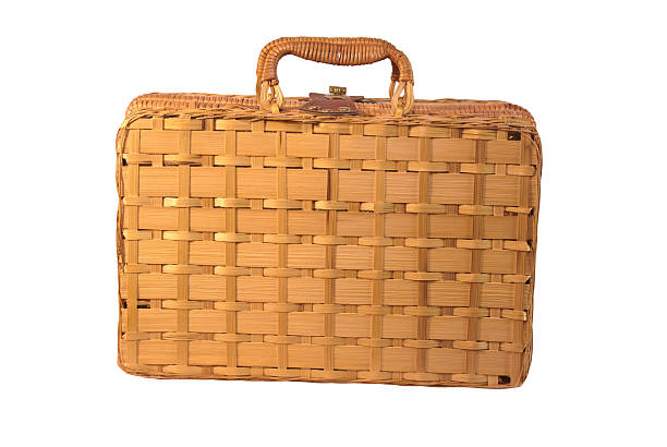 Woven hamper with handles + clipping path stock photo