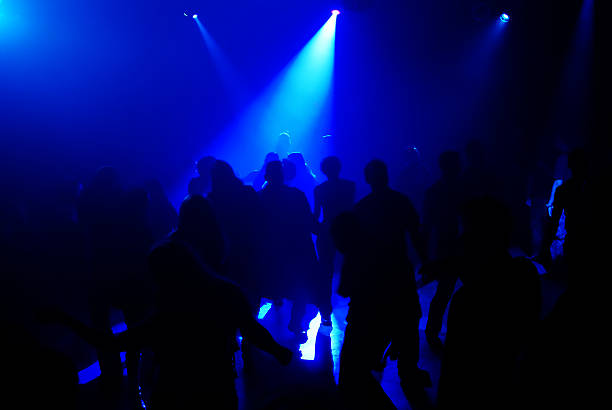 Stage spotlight blue rays background