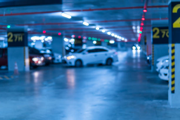 istock Blurred image Parking garage In the mall for background. 923975088