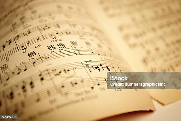 Old Sheet Music Stock Photo - Download Image Now - Bass Clef, Book, Chord