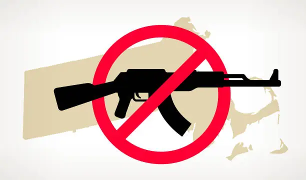 Vector illustration of Massachusetts No Gun Violence Vector Poster