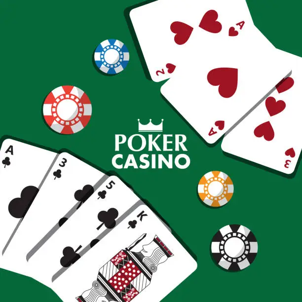 Vector illustration of poker casino cards chips bet theme design