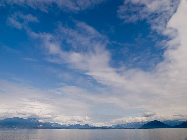 Northern Seascape with Distant Mountains stock photo